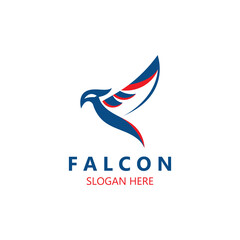 Falcon logo design image, silhouette eagle template illustration