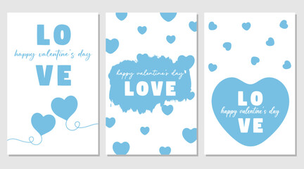 Valentine's day blue and white greeting card, posters. Design for valentine and wedding.