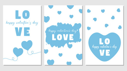 Valentine's day blue and white greeting card, posters. Design for valentine and wedding.