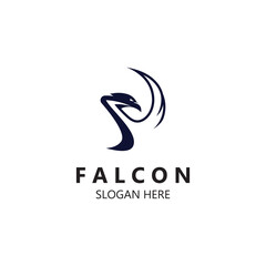 Falcon logo design image, silhouette eagle template illustration