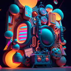 Modern Fantastic Illustration: A Dreamlike Scene of colorful Fantasy and detailed Glow
