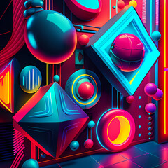 Modern Fantastic Illustration: A Dreamlike Scene of colorful Fantasy and detailed Glow