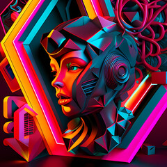 Modern Fantastic Illustration: A Dreamlike Scene of colorful Fantasy and detailed Glow