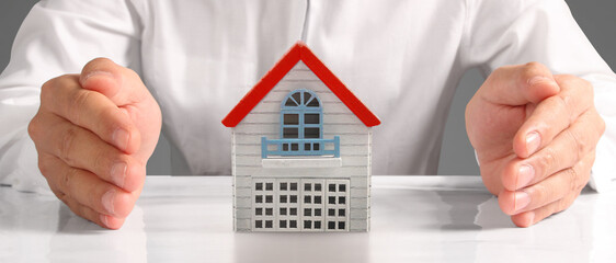 Fototapeta na wymiar House Residential Structure in hand model house
