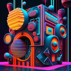 Modern Fantastic Illustration: A Dreamlike Scene of colorful Fantasy and detailed Glow