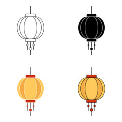 Chinese Lantern in flat style isolated