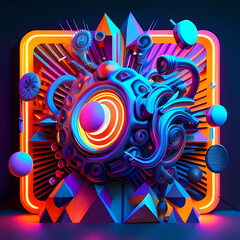 Obraz premium Modern Fantastic Illustration: A Dreamlike Scene of colorful Fantasy and detailed Glow