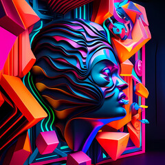 Obraz premium Modern Fantastic Illustration: A Dreamlike Scene of colorful Fantasy and detailed Glow