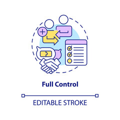 Full control concept icon. Outstaffing benefit abstract idea thin line illustration. Project management. Task coordination. Isolated outline drawing. Editable stroke. Arial, Myriad Pro-Bold fonts used