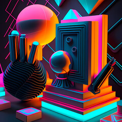 Modern Fantastic Illustration: A Dreamlike Scene of colorful Fantasy and detailed Glow