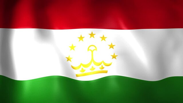 Animation of Tajikistani flag. 4K. Tajikistan flag flying, Republic of Tajikistan flag render animation	