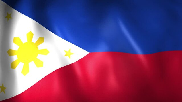 Animation of Filipino flag. 4K. Philippines flag flying, Republic of the Philippines render animation	