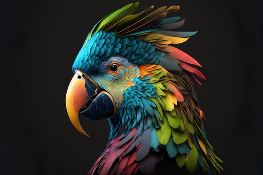 Beautiful and colored animals with glasses, parrot