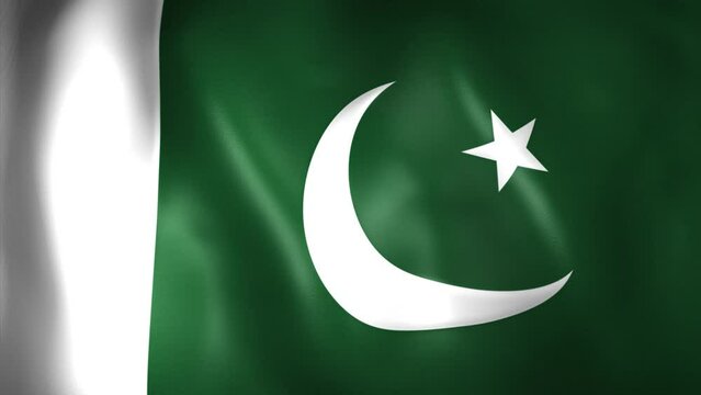 Animation of Pakistani flag. 4K. Pakistan flag flying, Islamic Republic of Pakistan flag render animation	