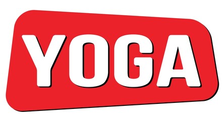 YOGA text on red trapeze stamp sign.