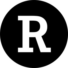 Copyright and registered trademark icon in black colors. Trademark right license and intellectual property sign.