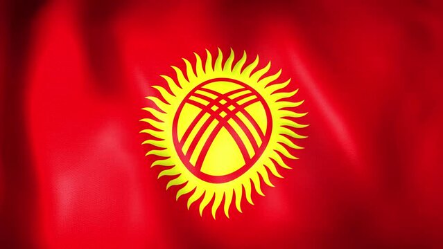 Animation of Kyrgyzstan flag. 4K. Kyrgyz flag flying, Kyrgyz Republic flag render animation	