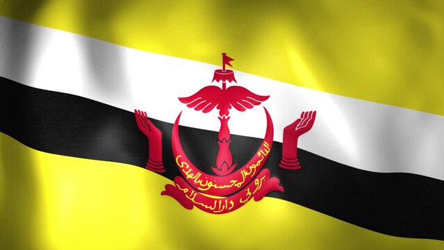 Animation of Bruneian flag. 4K. Brunei flag flying, Brunei Darussalam flag render animation	