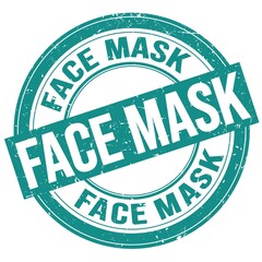 FACE MASK text written on blue round stamp sign