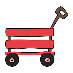 Wooden cart hand drawn