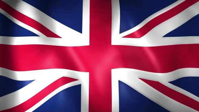 Animation of United Kingdom flag. 4K. Britain flag flying, British flag render animation	