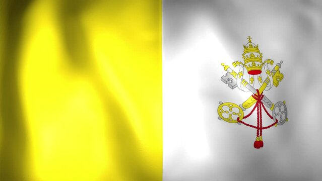 Animation of Vatican City flag. 4K. Vatican flag flying, Vatican City State flag render animation	