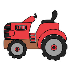 Cute Valentine's Day Vintage Tractor farm Hand drawn romantic illustration for Valentines day