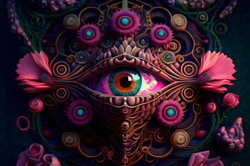 Fluorescent Dreamy Mystical colorful glowing fantasy world Imagination of start of mind
