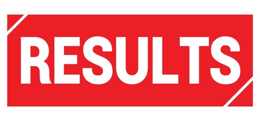 RESULTS text written on red stamp sign.