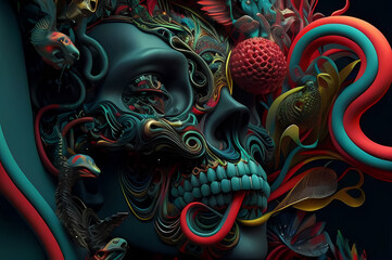 Fluorescent Dreamy Mystical colorful glowing fantasy world Imagination of start of mind
