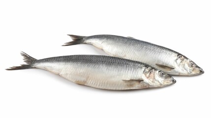 Whole delicious salted herrings isolated on white