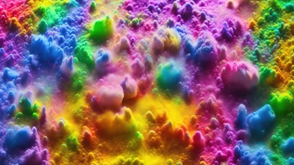 Plakat White wide panorama background and colorful rainbow holi paint color powder explosion isolated background.