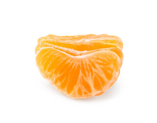 Fresh juicy tangerine segments isolated on white