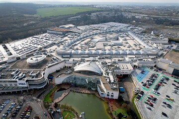 Bluewater Shopping Centre  Greenhithe Kent UK  aerial drone view 2022.