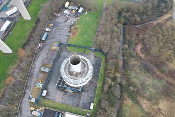 Overhead birds eye aerial view ventilation shafts Dartford  tunnel Kent UK