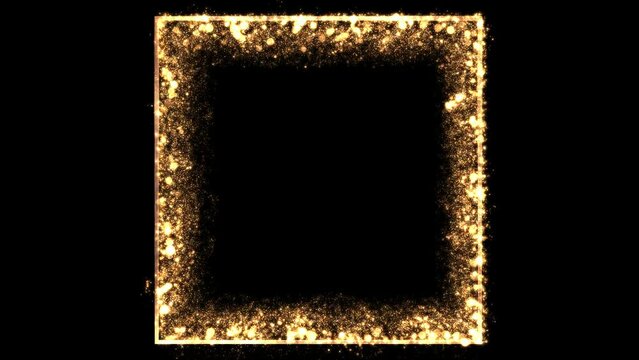 square shape particles loop geometry Transparent Video. Gold square, glittering shape animated on Transparent background. Seamless loop.