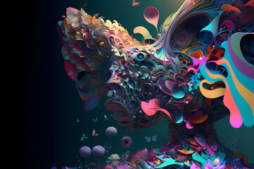 Fluorescent Dreamy Mystical colorful glowing fantasy world Imagination of start of mind
