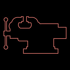 Neon vice Jaw vise Repair clamp tool red color vector illustration image flat style