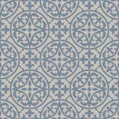 Ancient ceramic tile seamless pattern. Wall or floor texture. Decorative antique stone ornament.