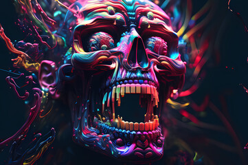 Obraz premium Fluorescent Dreamy Mystical colorful glowing fantasy world Imagination of start of mind 