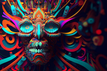 Fototapeta premium Fluorescent Dreamy Mystical colorful glowing fantasy world Imagination of start of mind