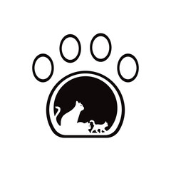 Pet cat animal logo template design . icon logo . silhouette logo 