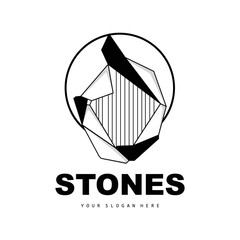 Stone Logo, Vector Stone Modern With Geometry Line Style, Design For Aesthetic Decoration, Brand Modern Product, Simple Icon Abstract Aesthetic Geometry Line