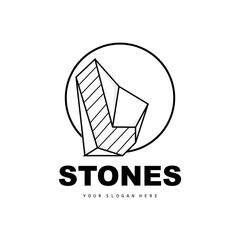Stone Logo, Vector Stone Modern With Geometry Line Style, Design For Aesthetic Decoration, Brand Modern Product, Simple Icon Abstract Aesthetic Geometry Line