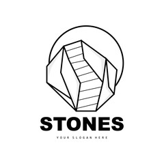 Stone Logo, Vector Stone Modern With Geometry Line Style, Design For Aesthetic Decoration, Brand Modern Product, Simple Icon Abstract Aesthetic Geometry Line