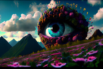 Fluorescent Dreamy Mystical colorful glowing fantasy world Imagination of start of mind
