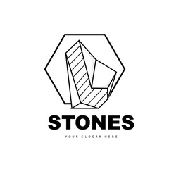 Fototapeta premium Stone Logo, Vector Stone Modern With Geometry Line Style, Design For Aesthetic Decoration, Brand Modern Product, Simple Icon Abstract Aesthetic Geometry Line