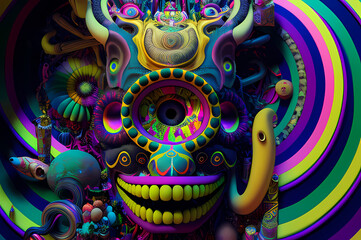 Fluorescent Dreamy Mystical colorful glowing fantasy world Imagination of start of mind