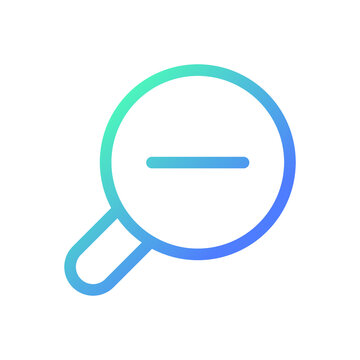Magnifying glass with minus for map pixel perfect gradient linear ui icon. Magnifier tool. Zoom out text. Line color user interface symbol. Modern style pictogram. Vector isolated outline illustration