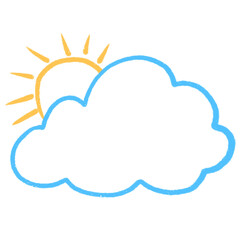 Paint brush cute line cloud and sun clipart.	
